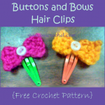 Buttons and Bows Hair Clips Free Crochet Pattern