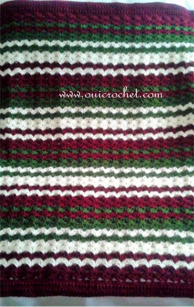 Crochet Festive Iris Stitch Striped Throw