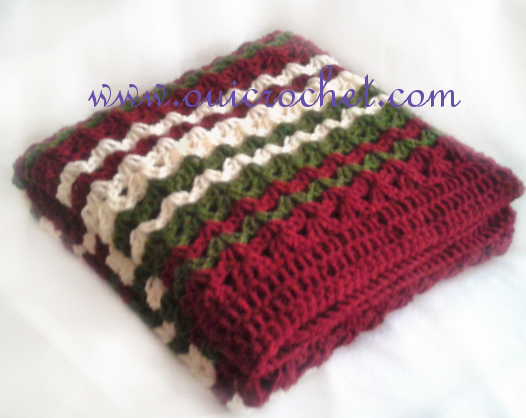 Festive Iris Stitch Striped Throw Pattern