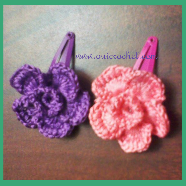 Flower Hair Clip Crochet Pattern