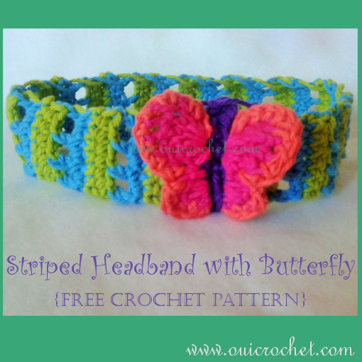 Striped Headband with Butterfly